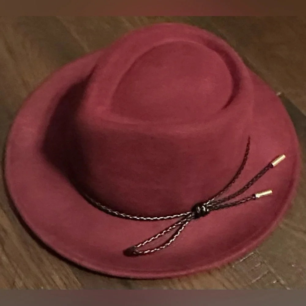 ‼️RARE‼️🎸Summer & Rose🎸🔥NWT🔥Wool Fedora in Cranberry - Picture 3 of 13